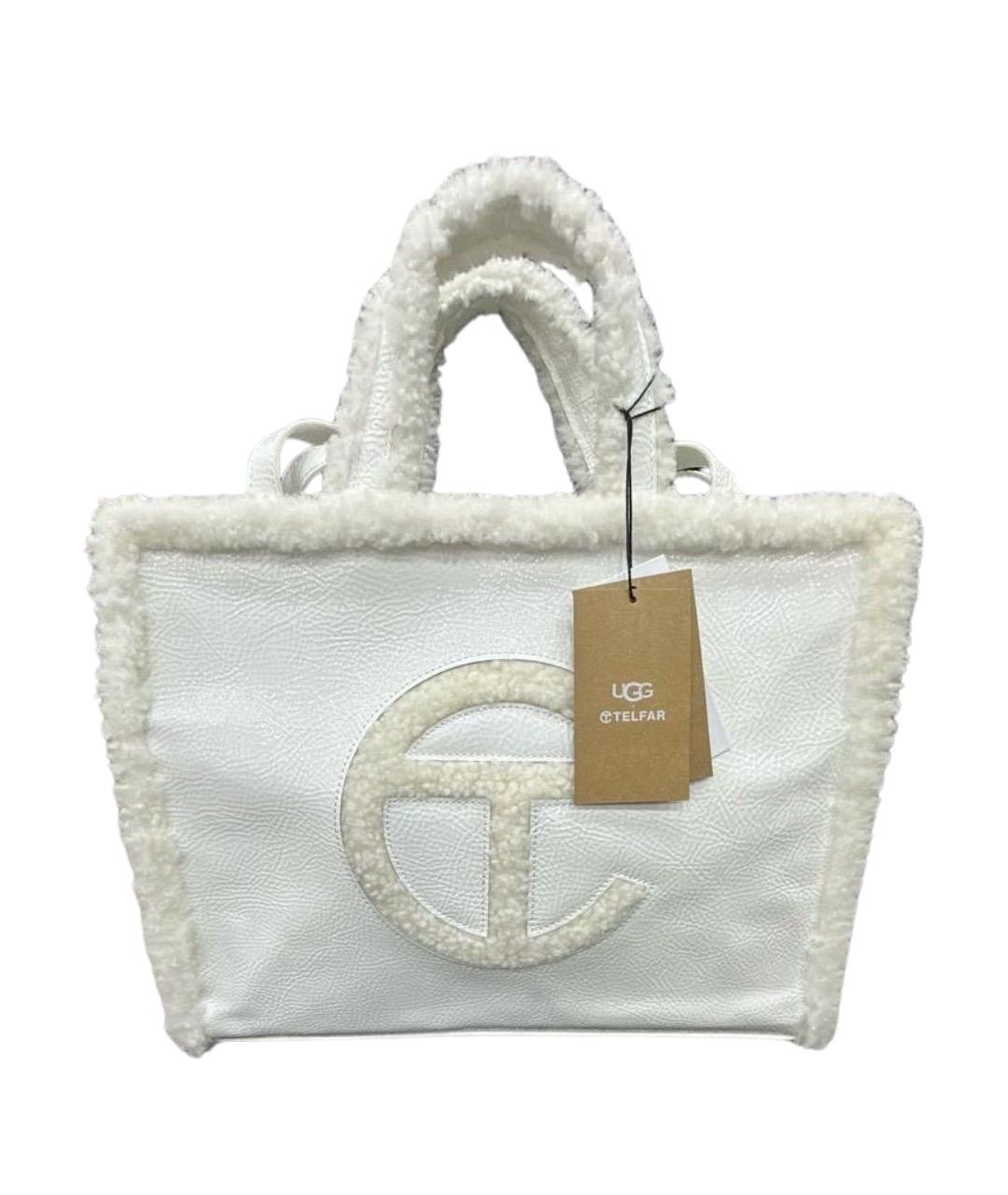 UGG AUSTRALIA Белая сумка тоут из лакированной кожи, фото 1