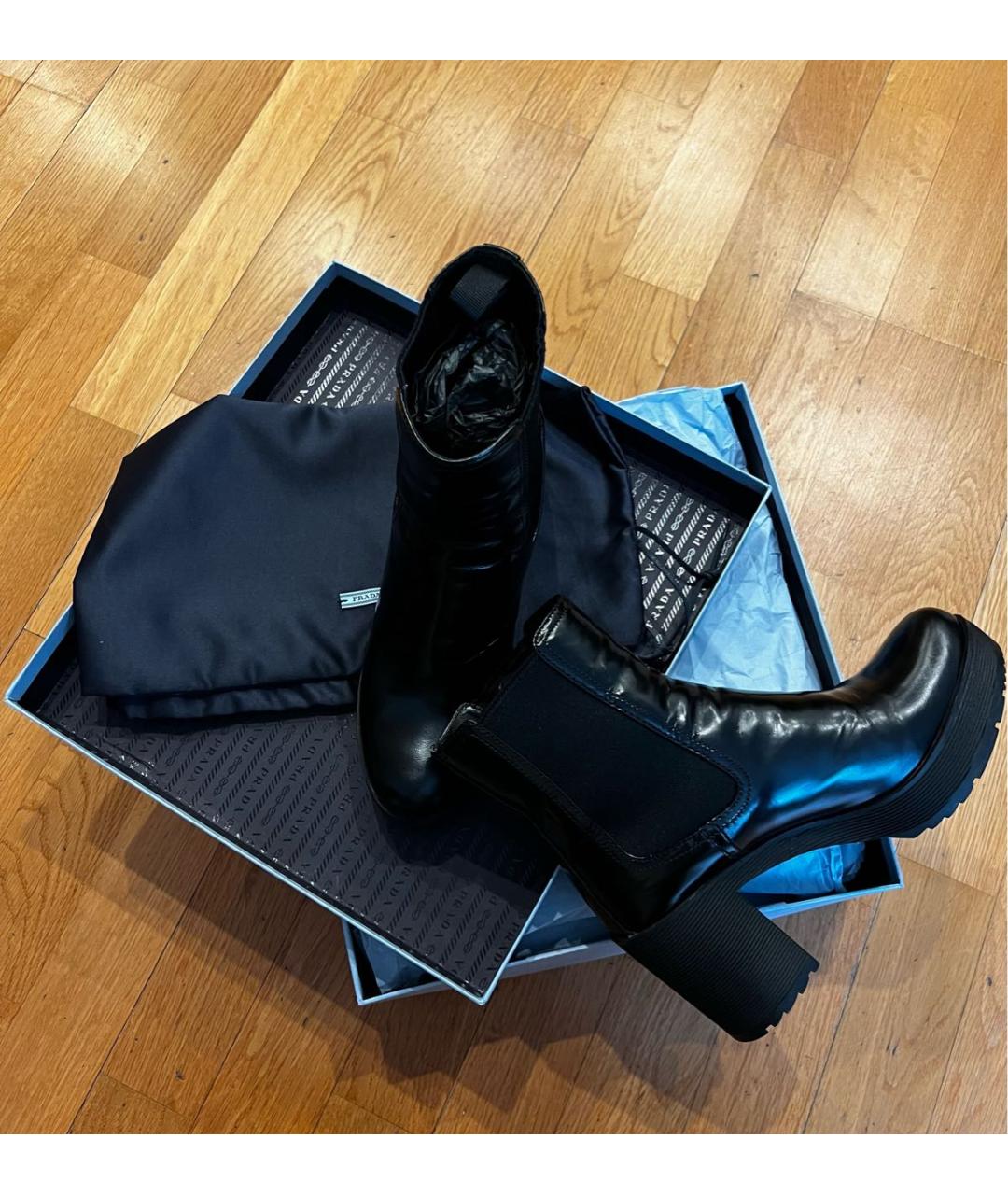 PRADA Черные кожаные ботильоны, фото 8