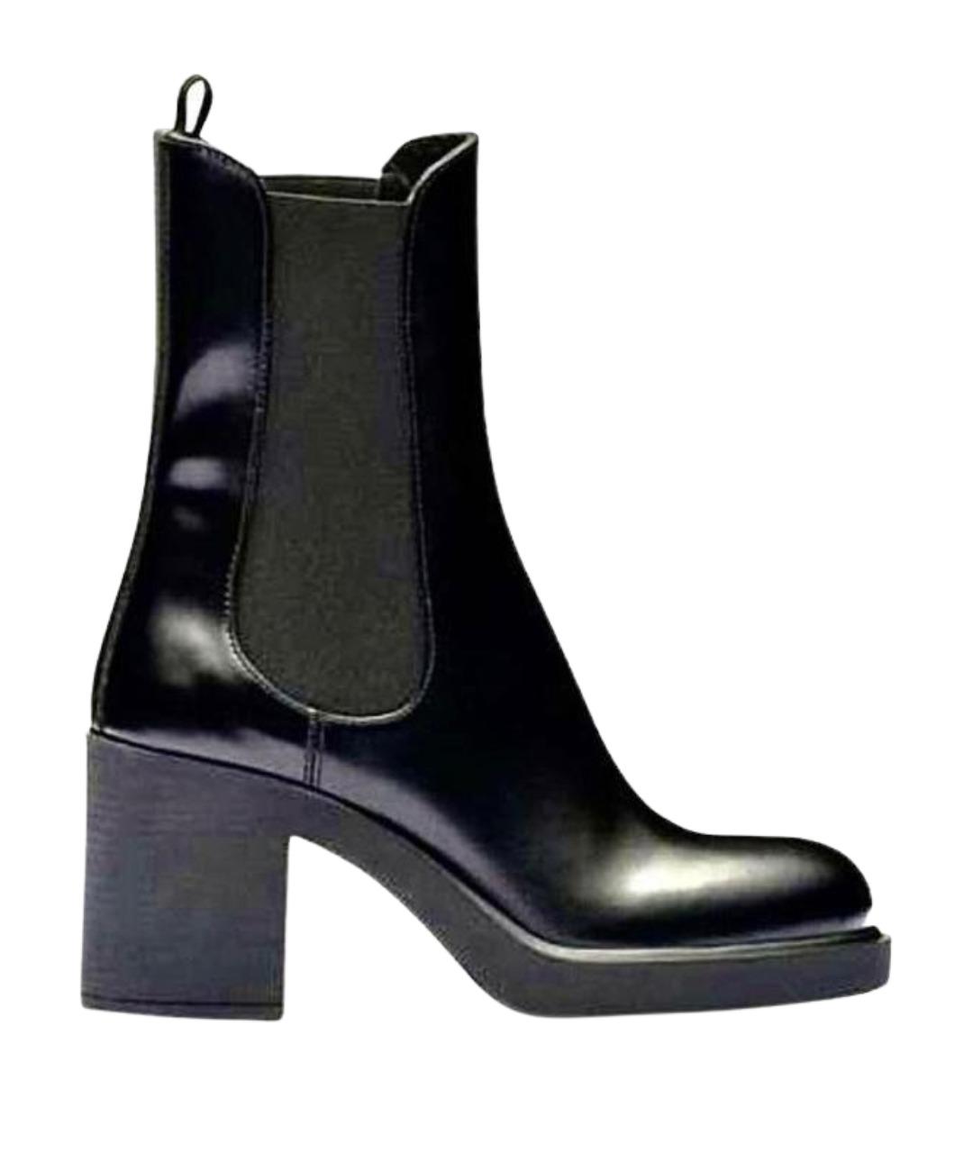 PRADA Черные кожаные ботильоны, фото 1