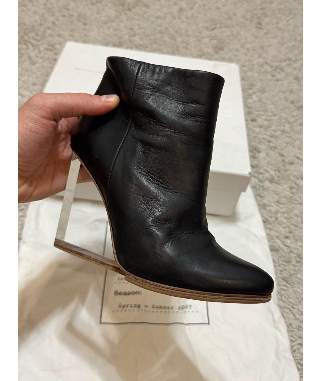 MAISON MARGIELA Черные кожаные ботильоны, фото 3
