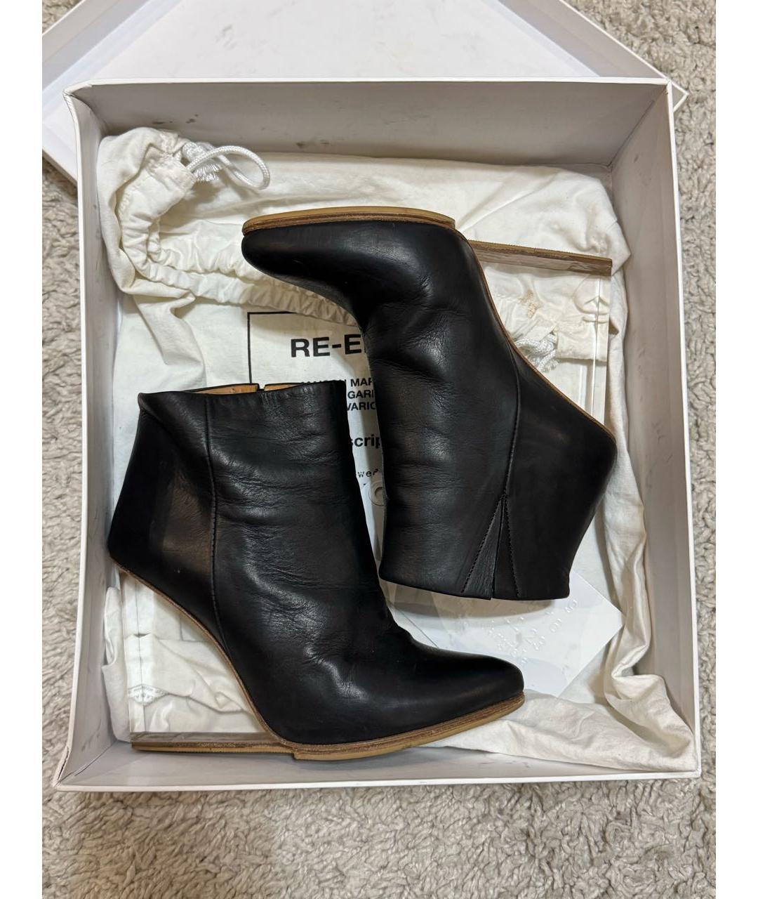 MAISON MARGIELA Черные кожаные ботильоны, фото 4