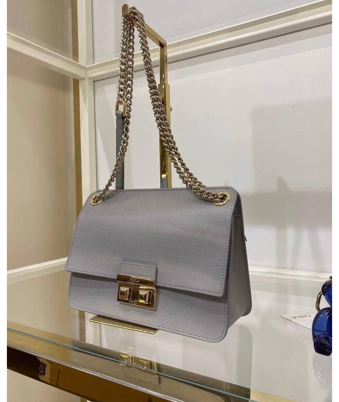 FURLA Антрацитовая кожаная сумка через плечо, фото 2