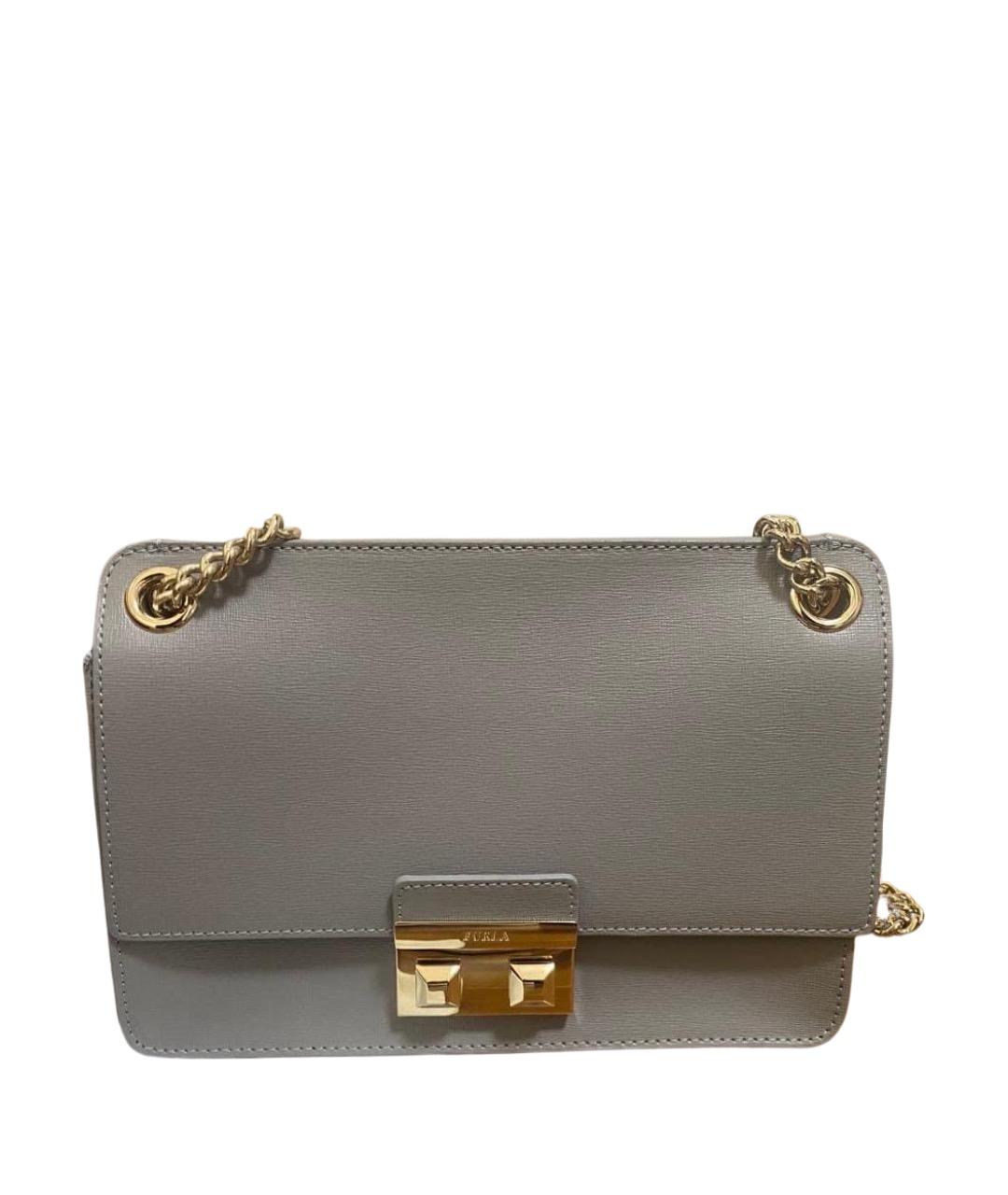 FURLA Антрацитовая кожаная сумка через плечо, фото 1