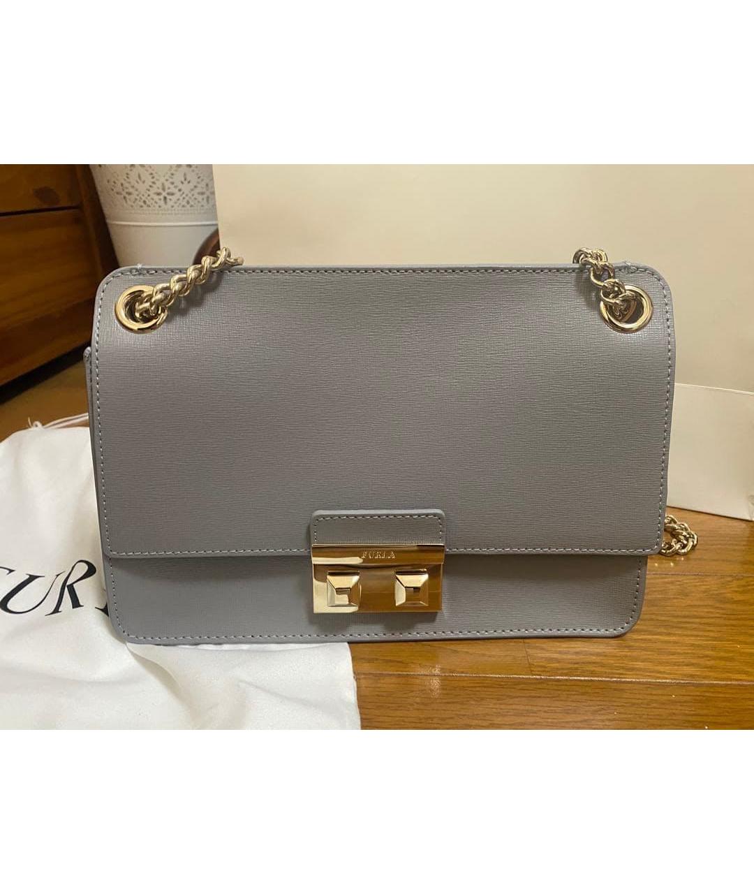 FURLA Антрацитовая кожаная сумка через плечо, фото 6