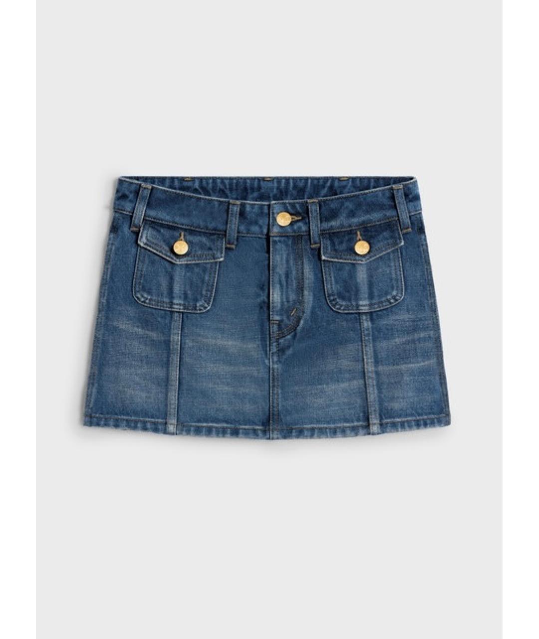 CELINE Синяя хлопковая юбка мини, фото 3