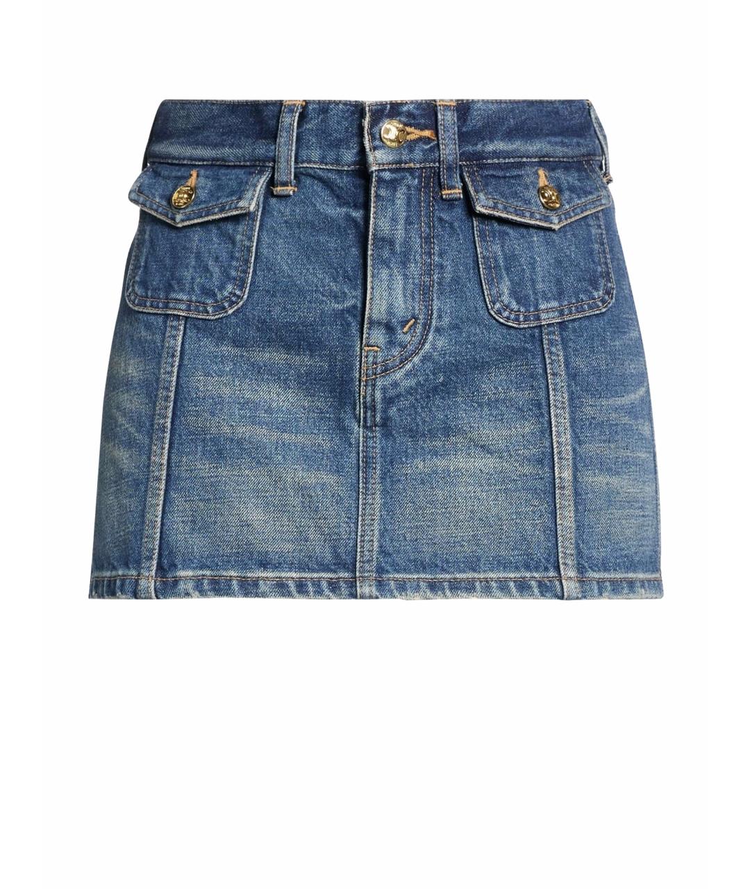 CELINE Синяя хлопковая юбка мини, фото 1