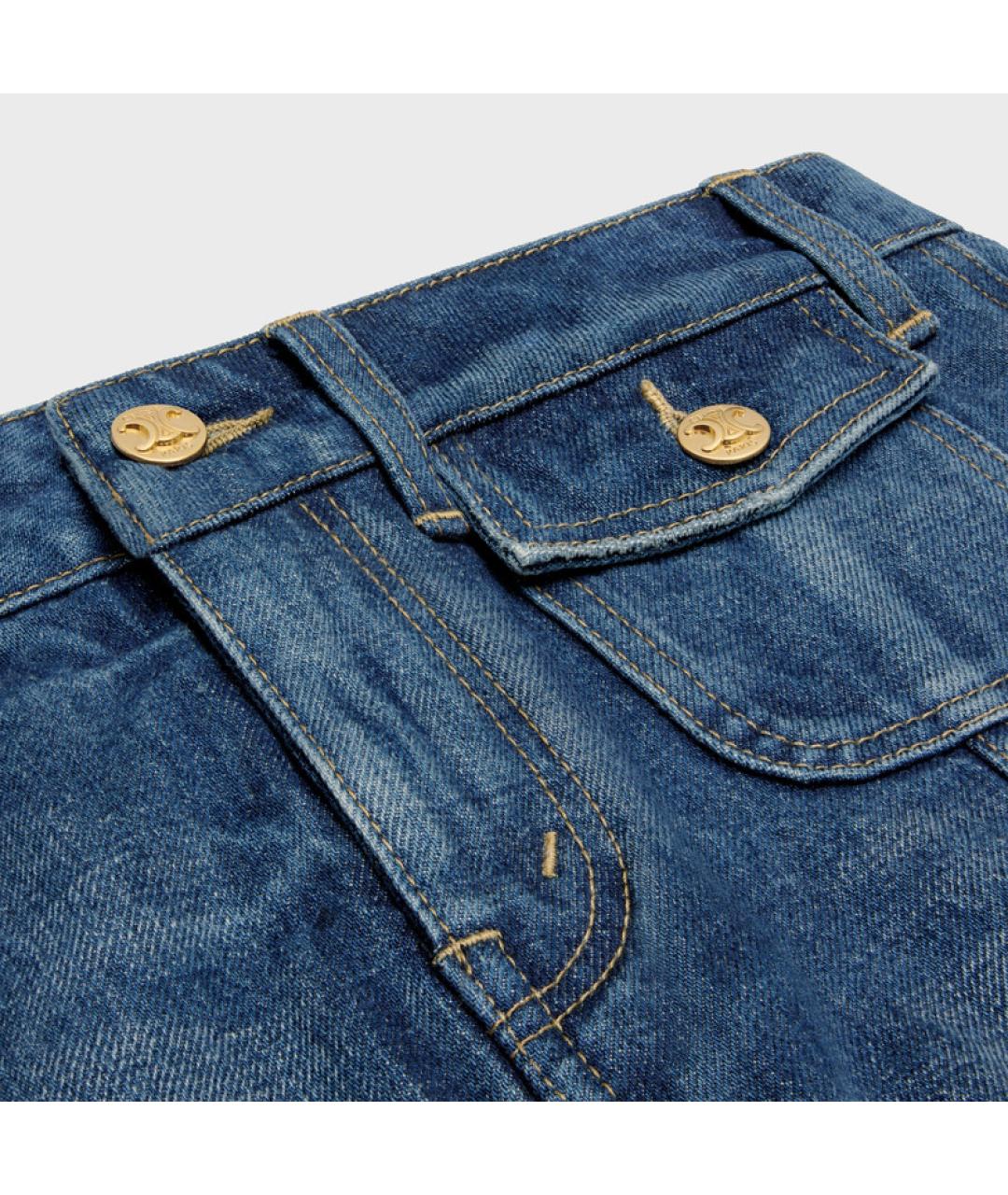 CELINE Синяя хлопковая юбка мини, фото 5