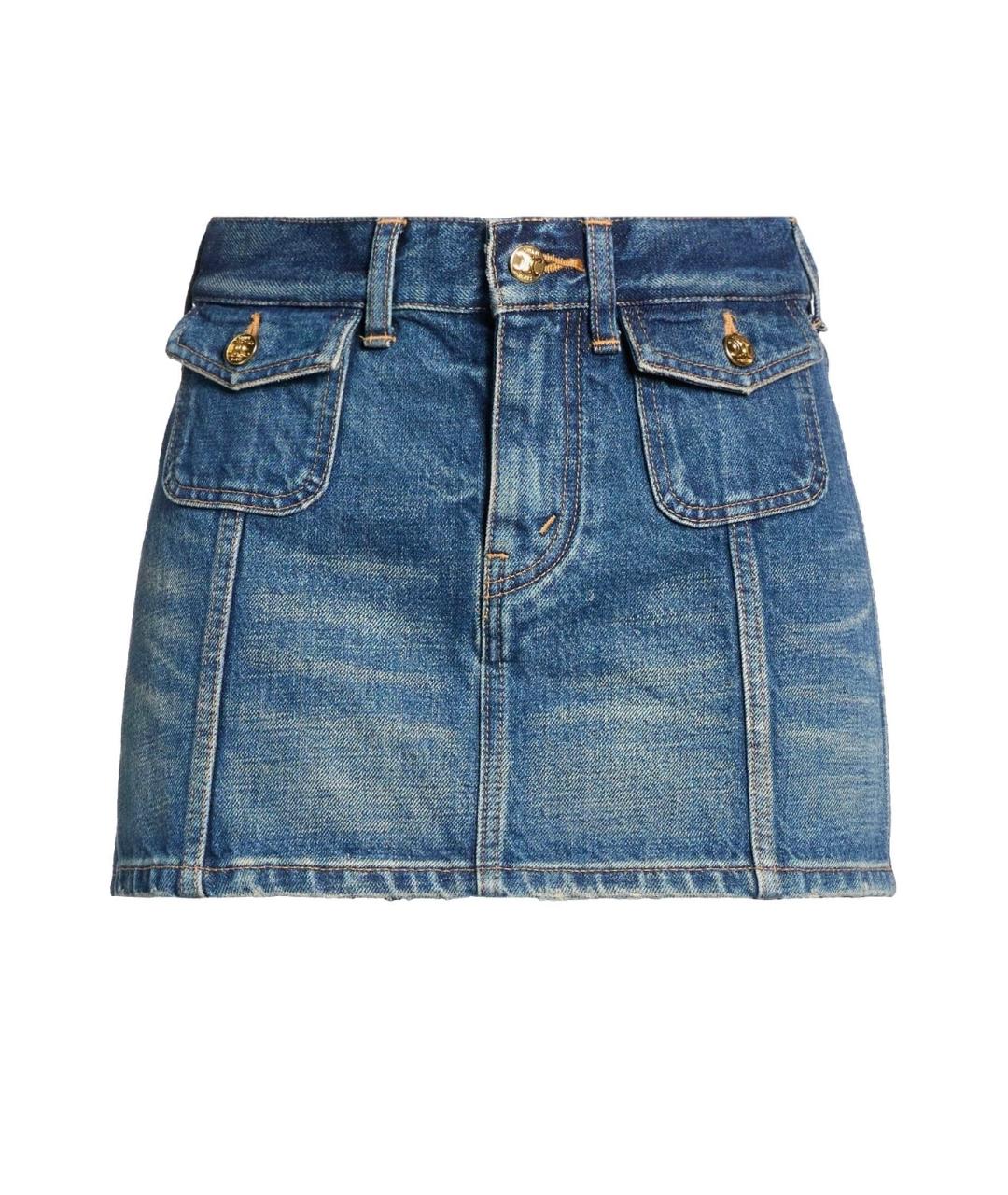 CELINE Синяя хлопковая юбка мини, фото 6