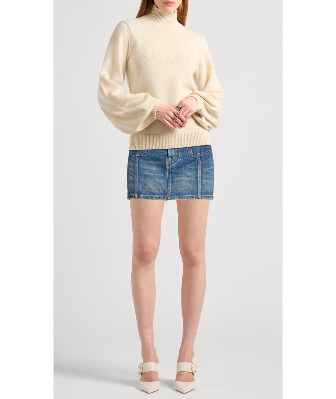 CELINE Синяя хлопковая юбка мини, фото 2