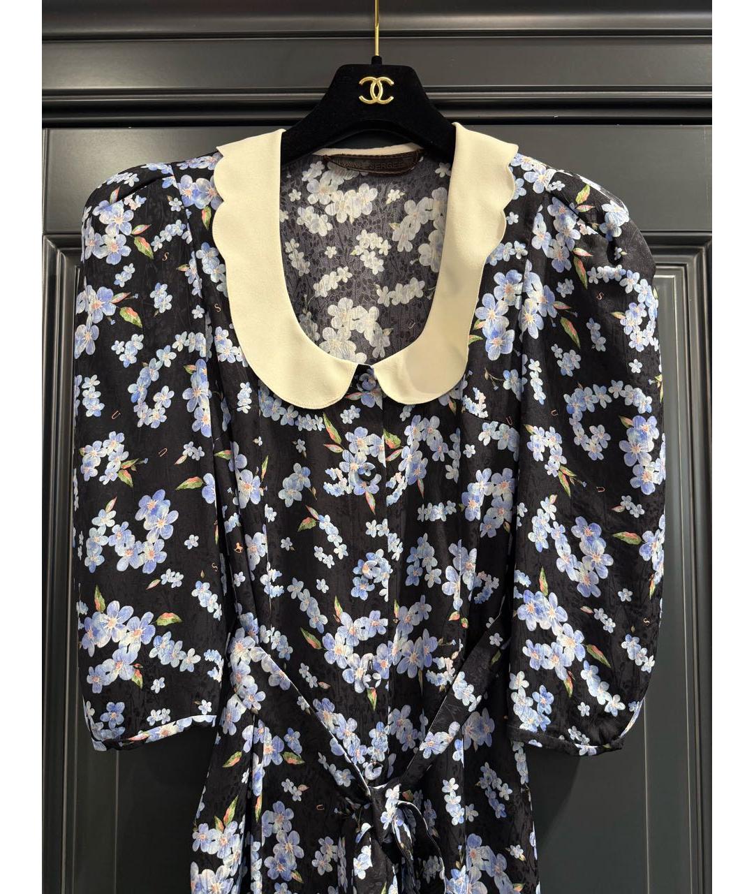 ULYANA SERGEENKO Черное шелковое повседневное платье, фото 2