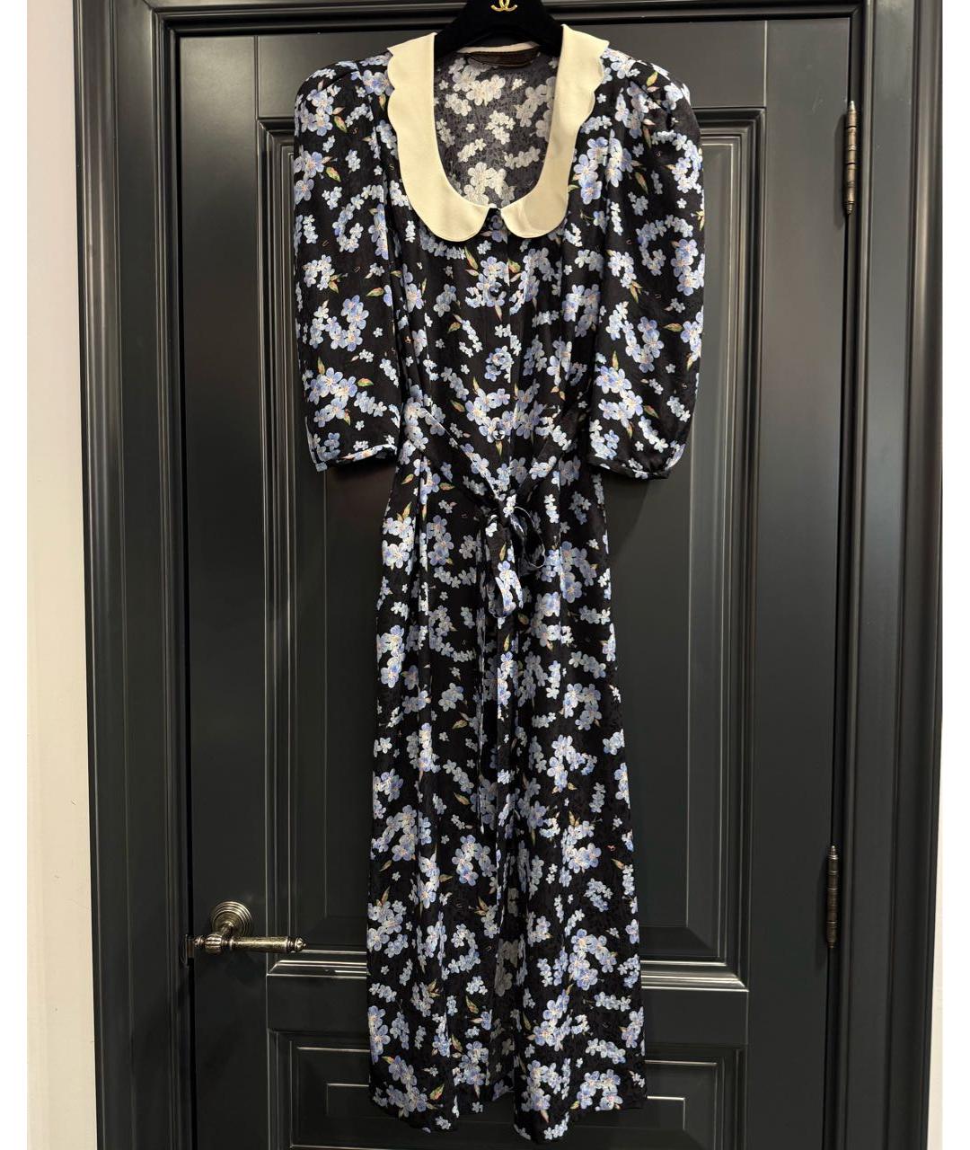 ULYANA SERGEENKO Черное шелковое повседневное платье, фото 5