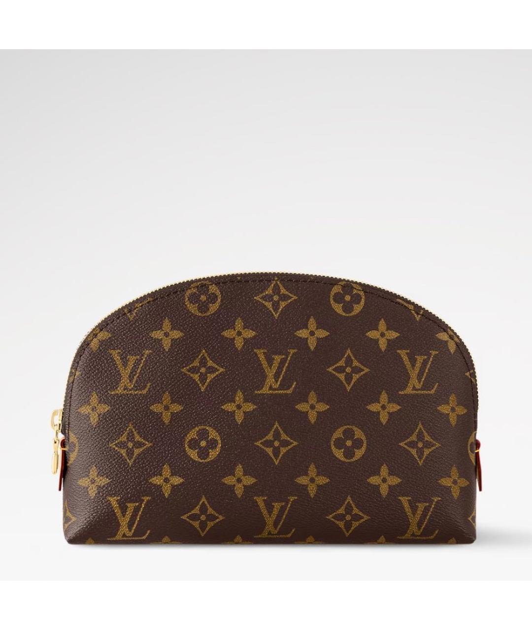 LOUIS VUITTON Коричневая кожаная косметичка, фото 9