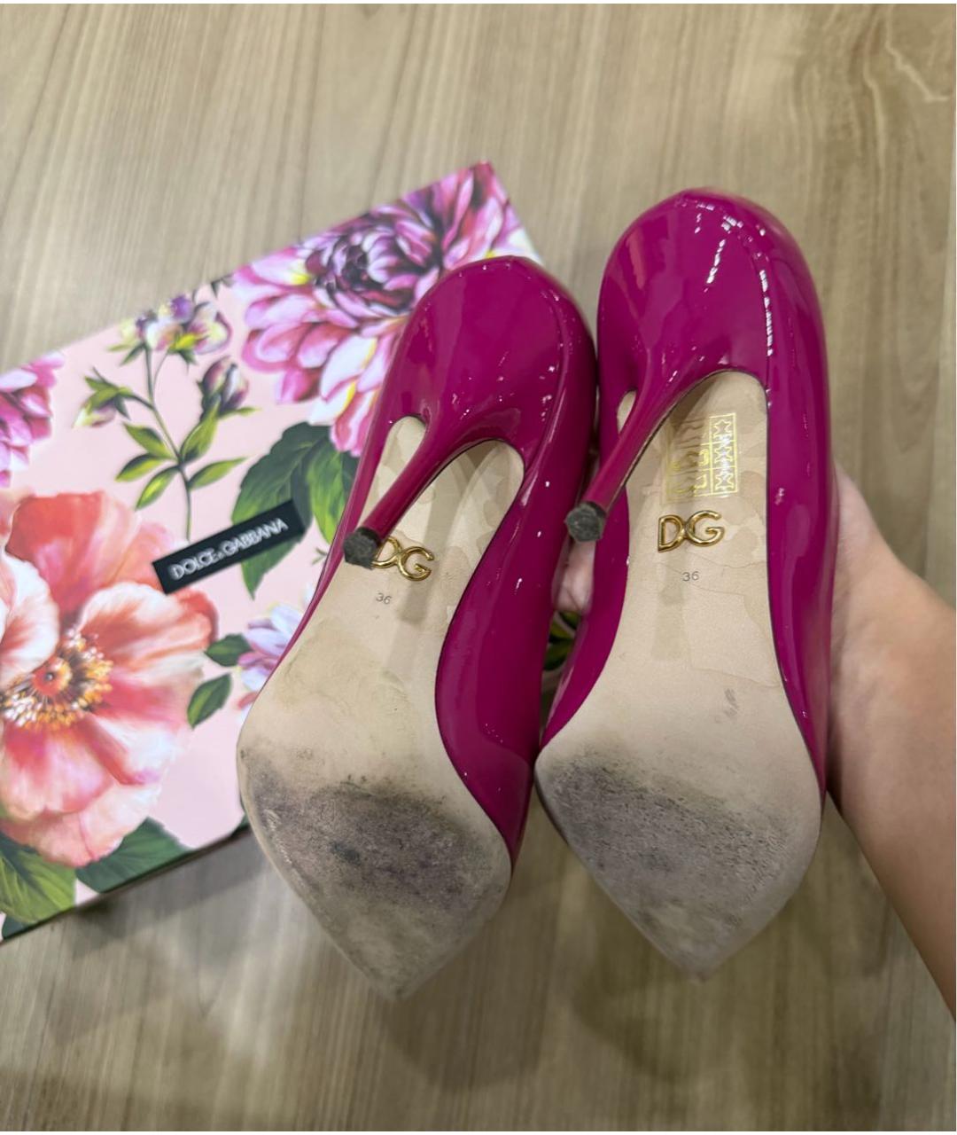 DOLCE&GABBANA Фуксия туфли из лакированной кожи, фото 8