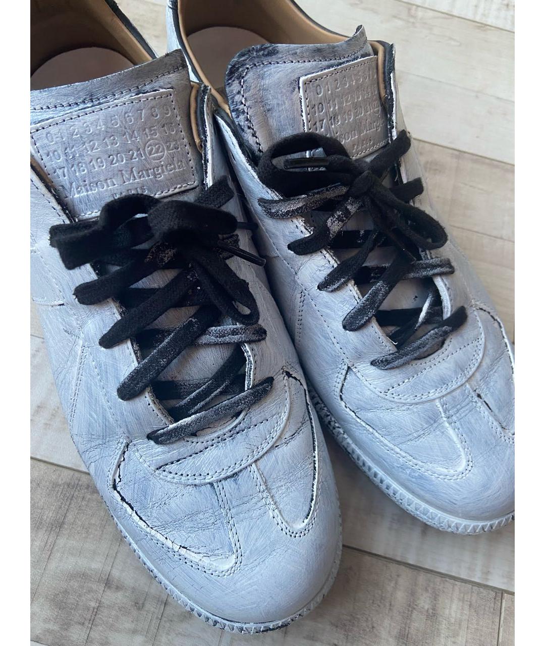 MAISON MARGIELA Белые кожаные низкие кроссовки / кеды, фото 4