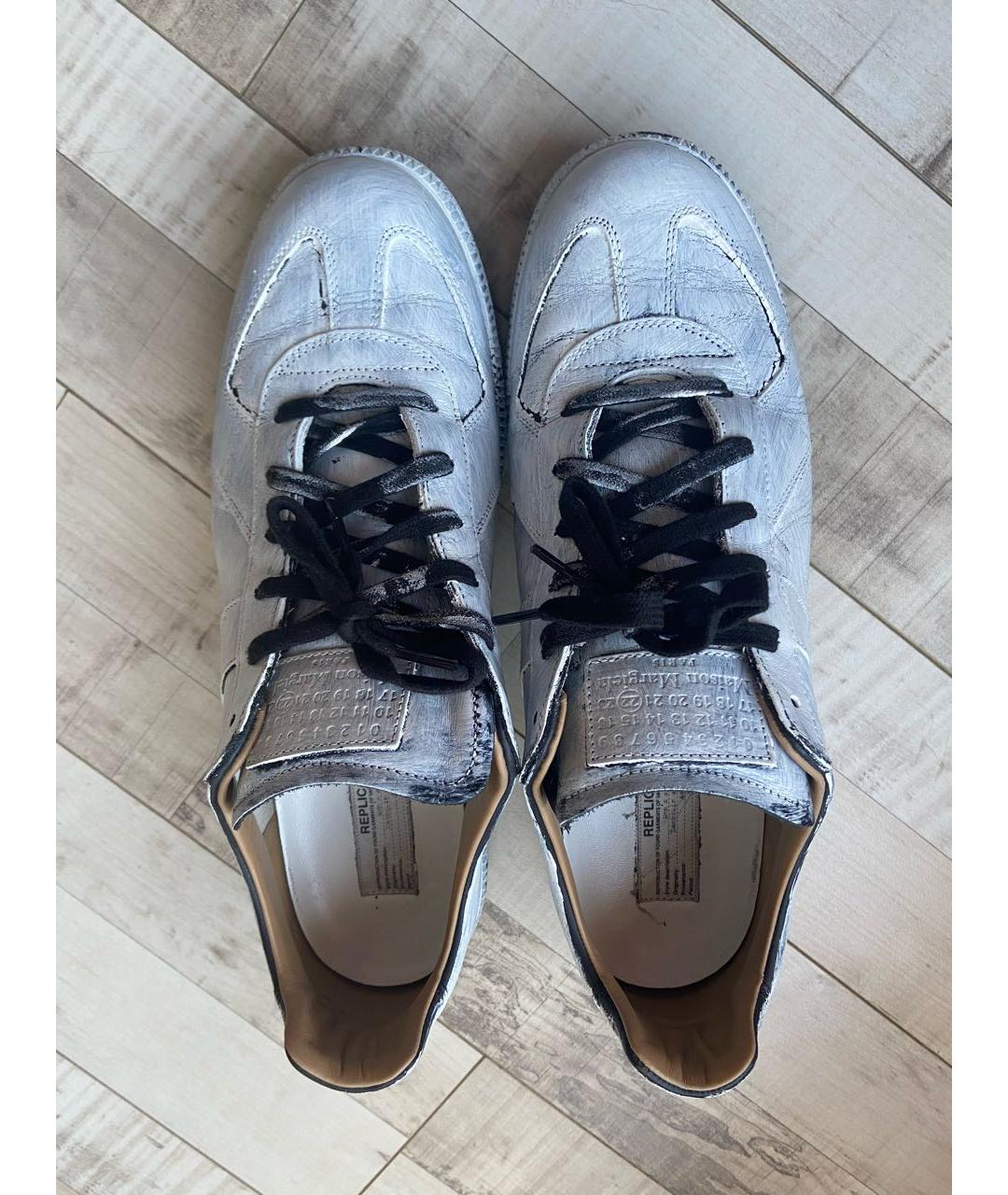 MAISON MARGIELA Белые кожаные низкие кроссовки / кеды, фото 2