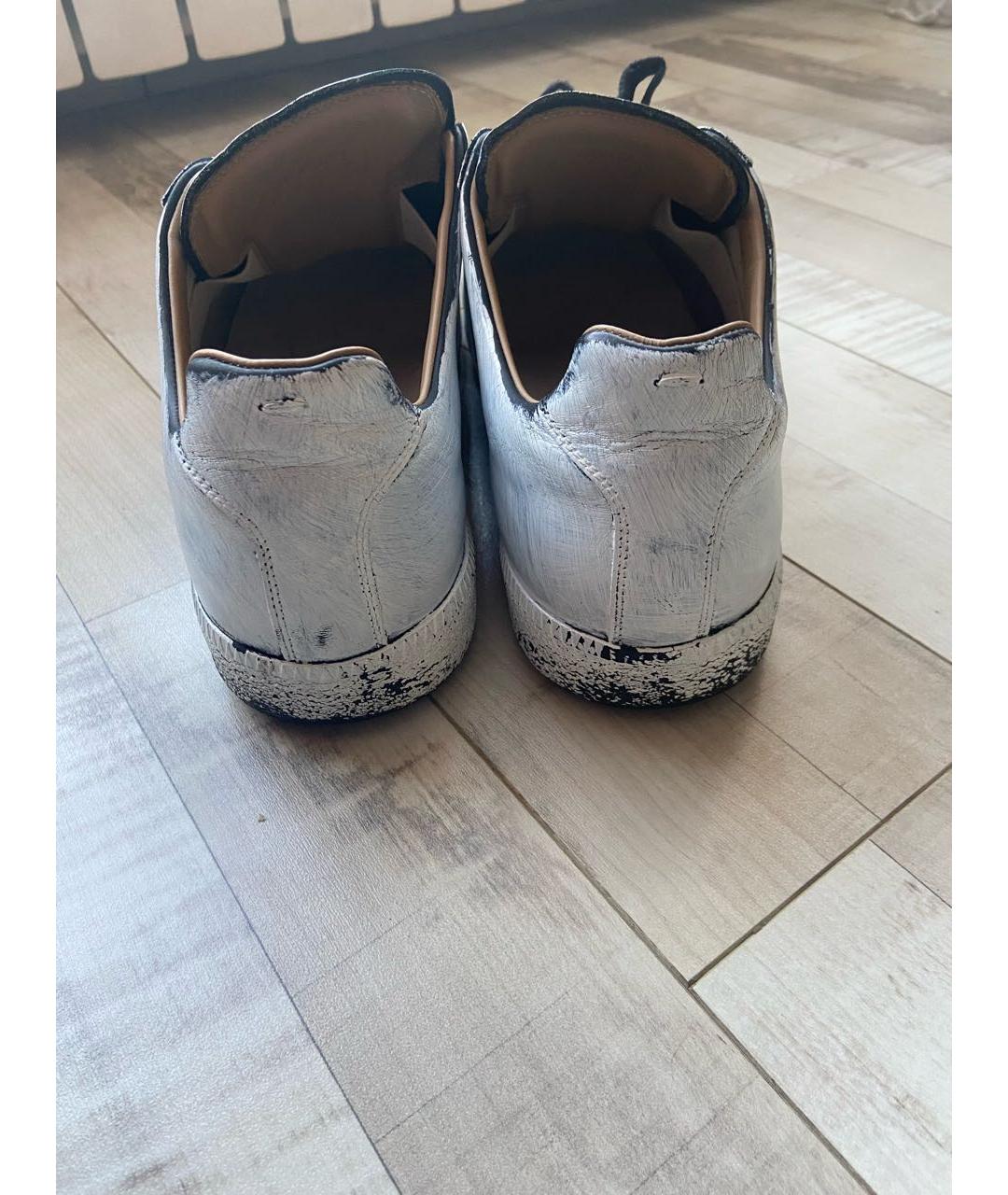 MAISON MARGIELA Белые кожаные низкие кроссовки / кеды, фото 3