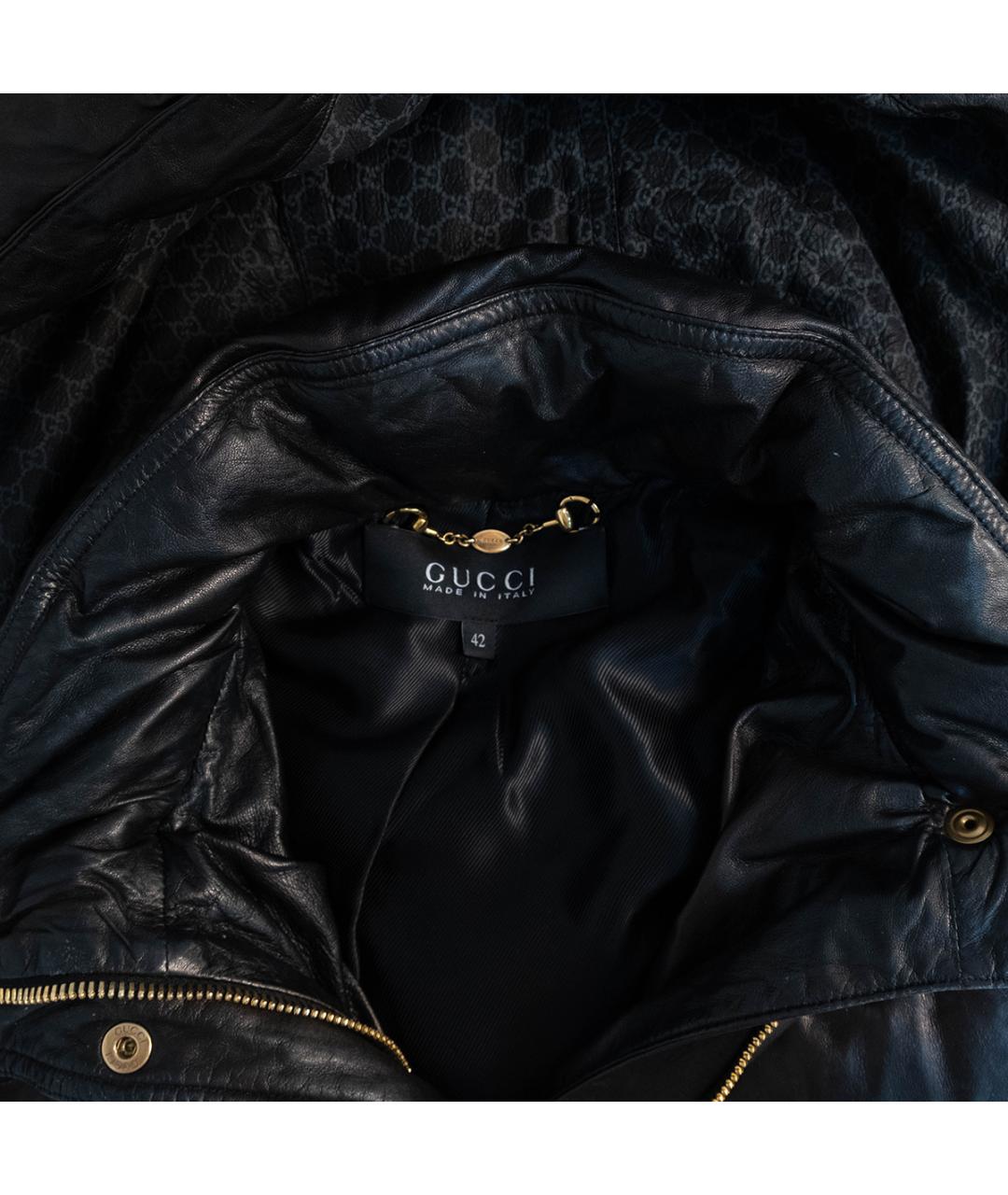 GUCCI Черная кожаная куртка, фото 3