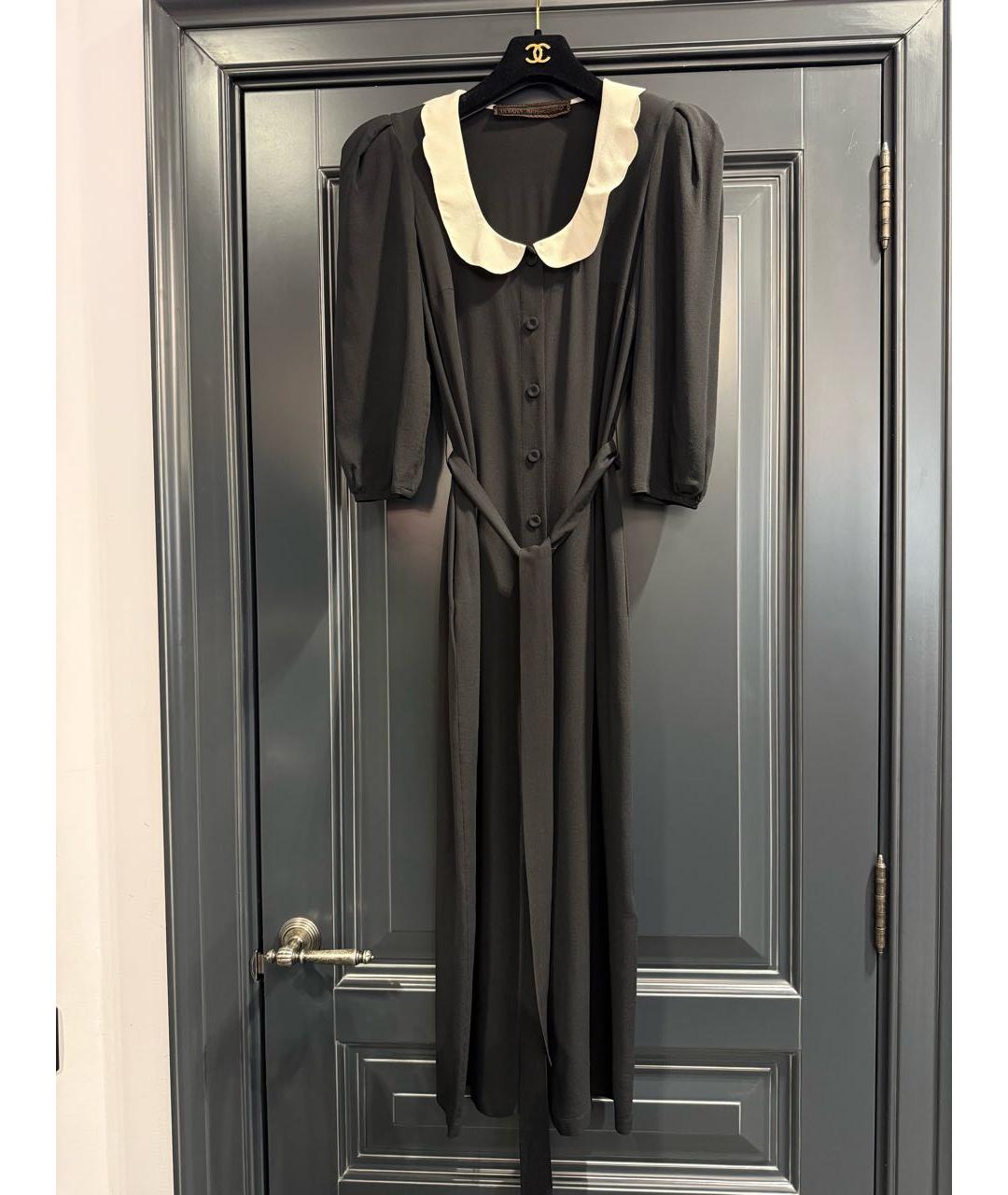 ULYANA SERGEENKO Черное шелковое повседневное платье, фото 4