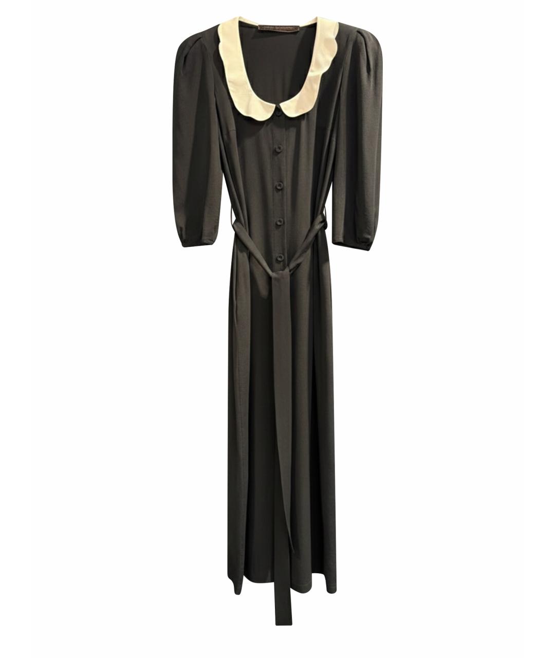ULYANA SERGEENKO Черное шелковое повседневное платье, фото 1