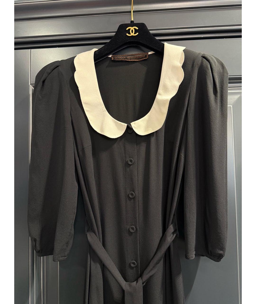 ULYANA SERGEENKO Черное шелковое повседневное платье, фото 2