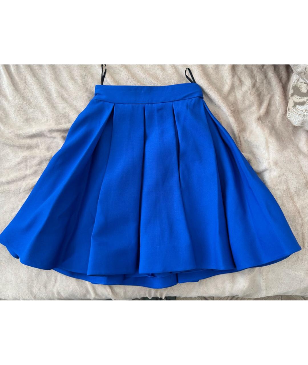 VALENTINO Синяя шелковая юбка миди, фото 2