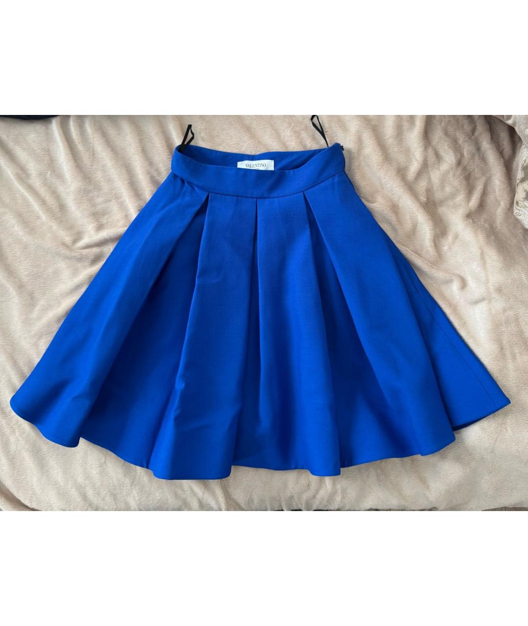 VALENTINO Синяя шелковая юбка миди, фото 6
