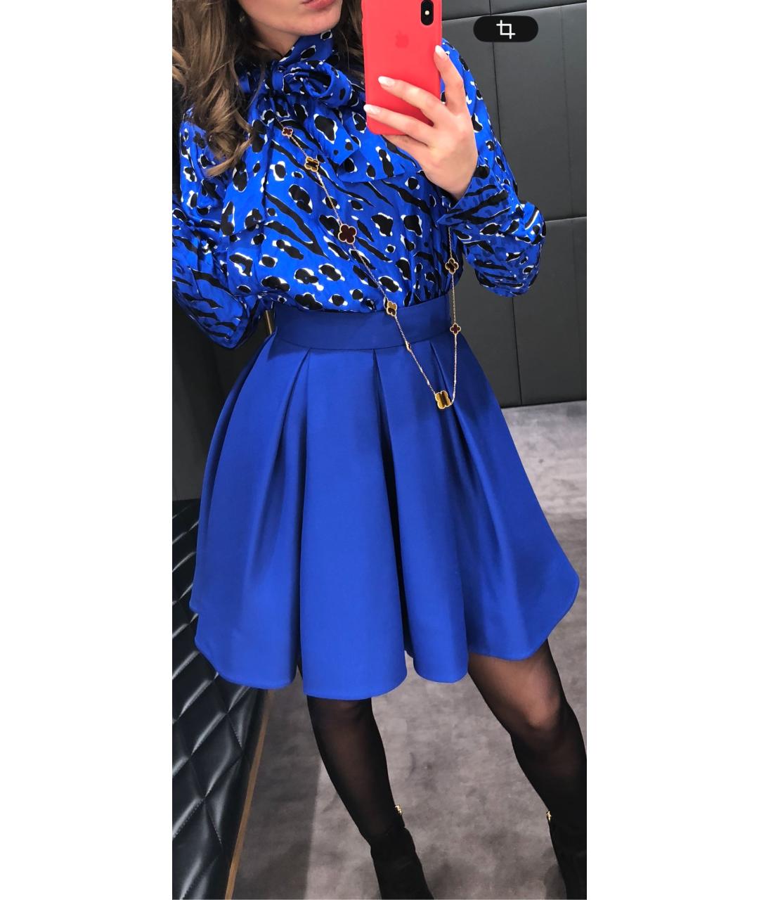 VALENTINO Синяя шелковая юбка миди, фото 5