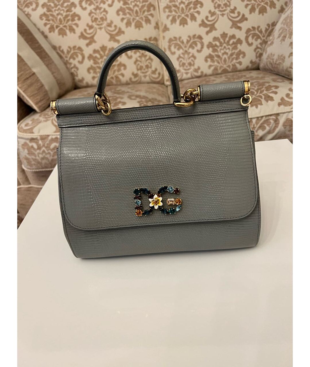DOLCE&GABBANA Серая кожаная сумка тоут, фото 9