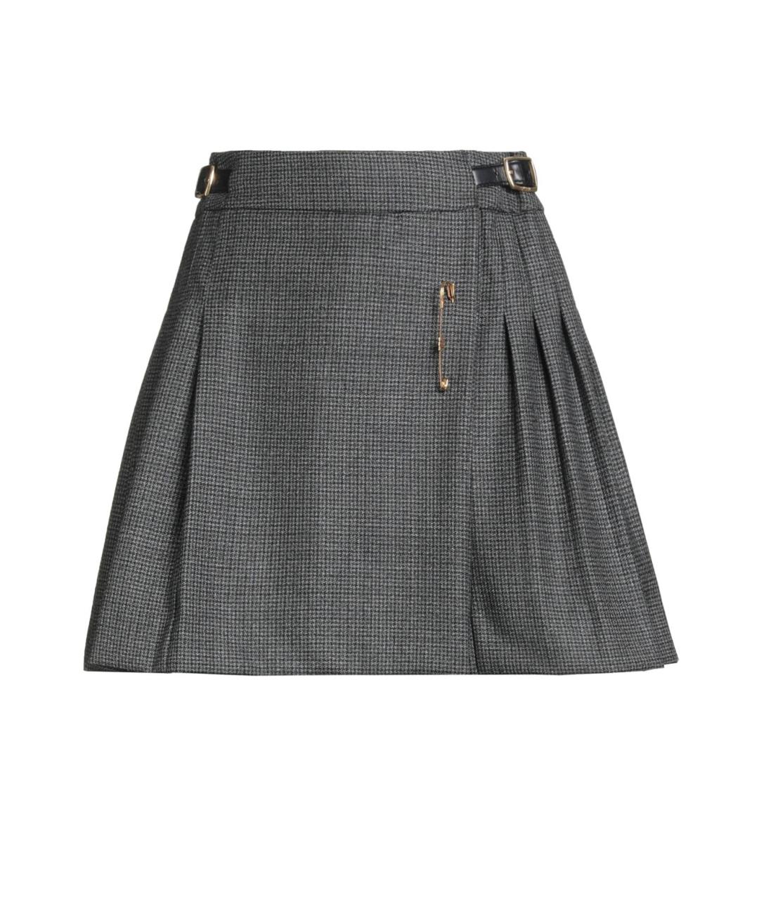 CELINE Серая шерстяная юбка мини, фото 4