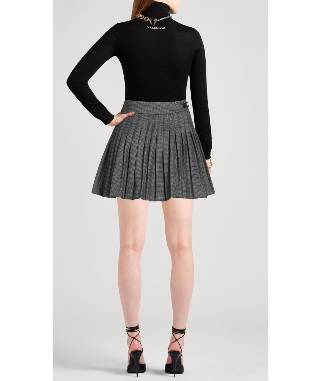 CELINE Серая шерстяная юбка мини, фото 3