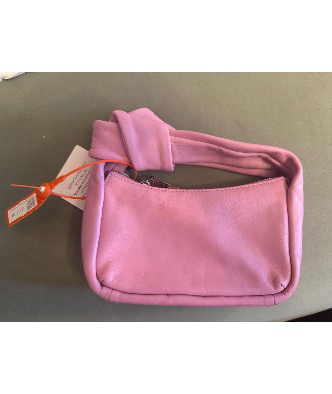 IRO Розовая кожаная сумка с короткими ручками, фото 3