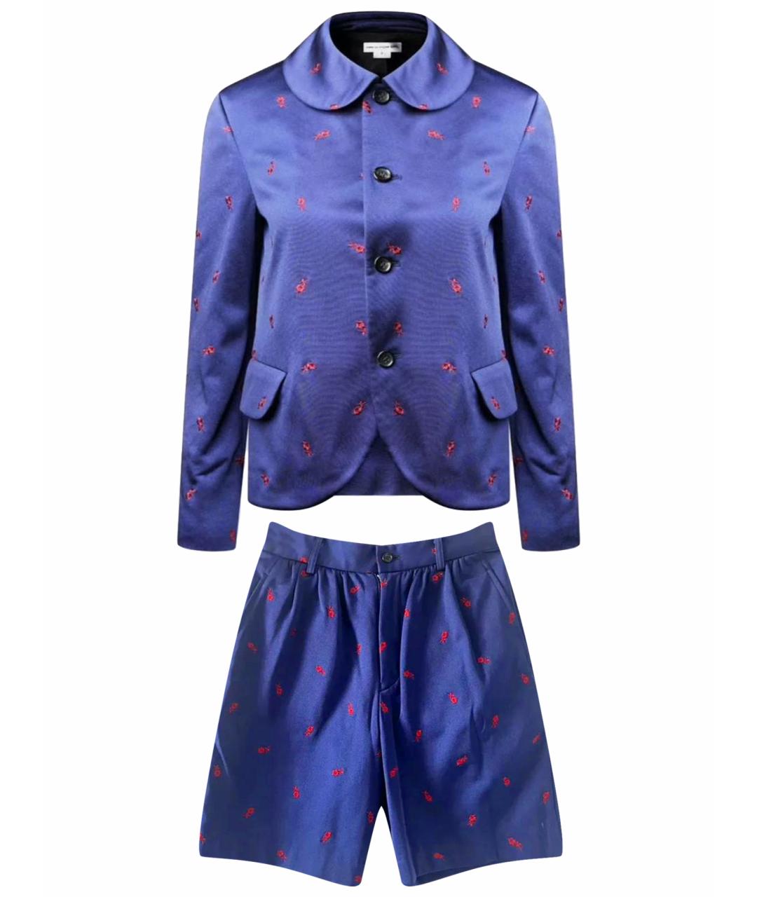 COMME DES GARÇONS Синий хлопко-эластановый костюм с брюками, фото 1