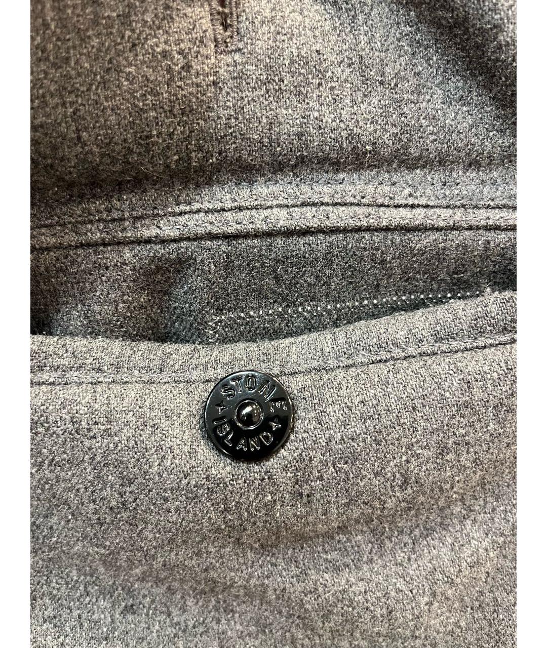 STONE ISLAND Серое шерстяное пальто, фото 4