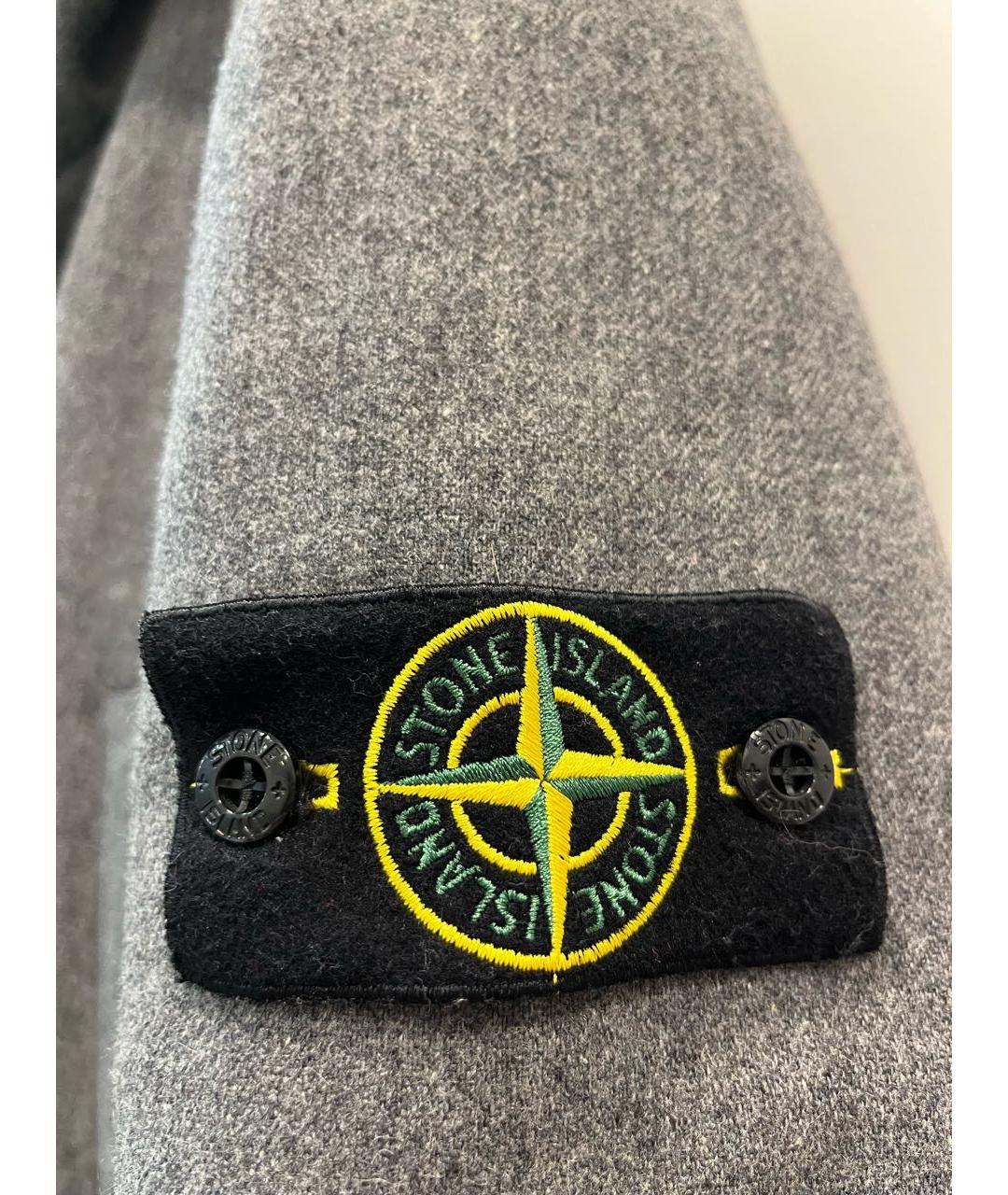 STONE ISLAND Серое шерстяное пальто, фото 5