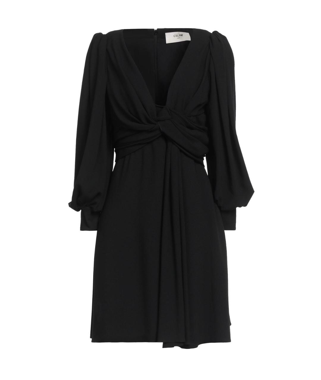 CELINE Черное шелковое коктейльное платье, фото 4