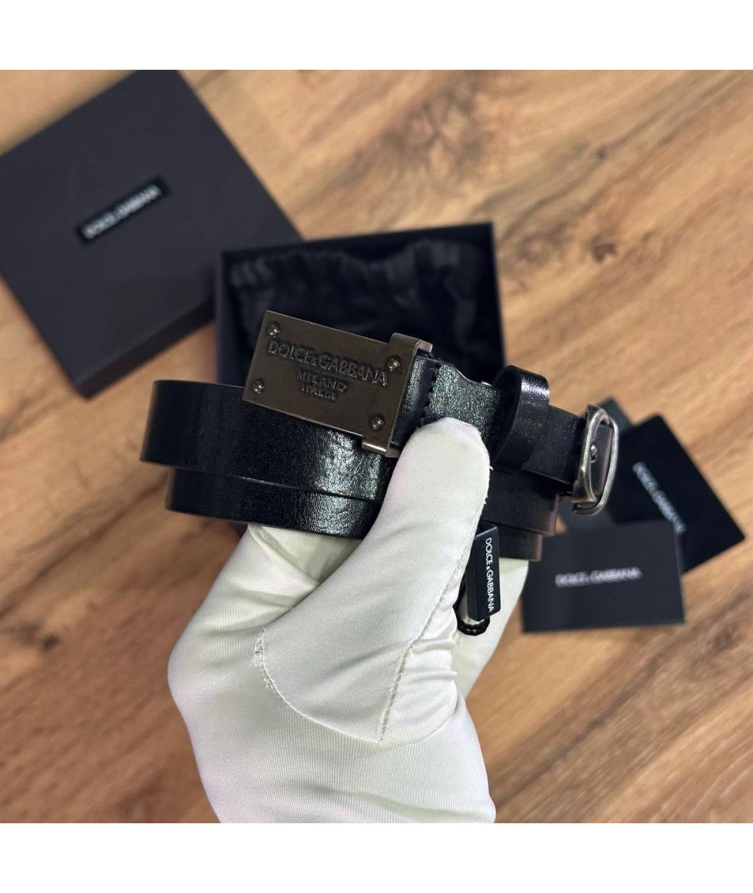 DOLCE&GABBANA Черный кожаный ремень, фото 2