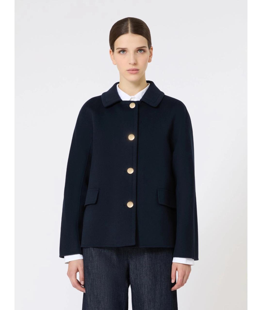 'S MAX MARA Темно-синее шерстяное пальто, фото 3