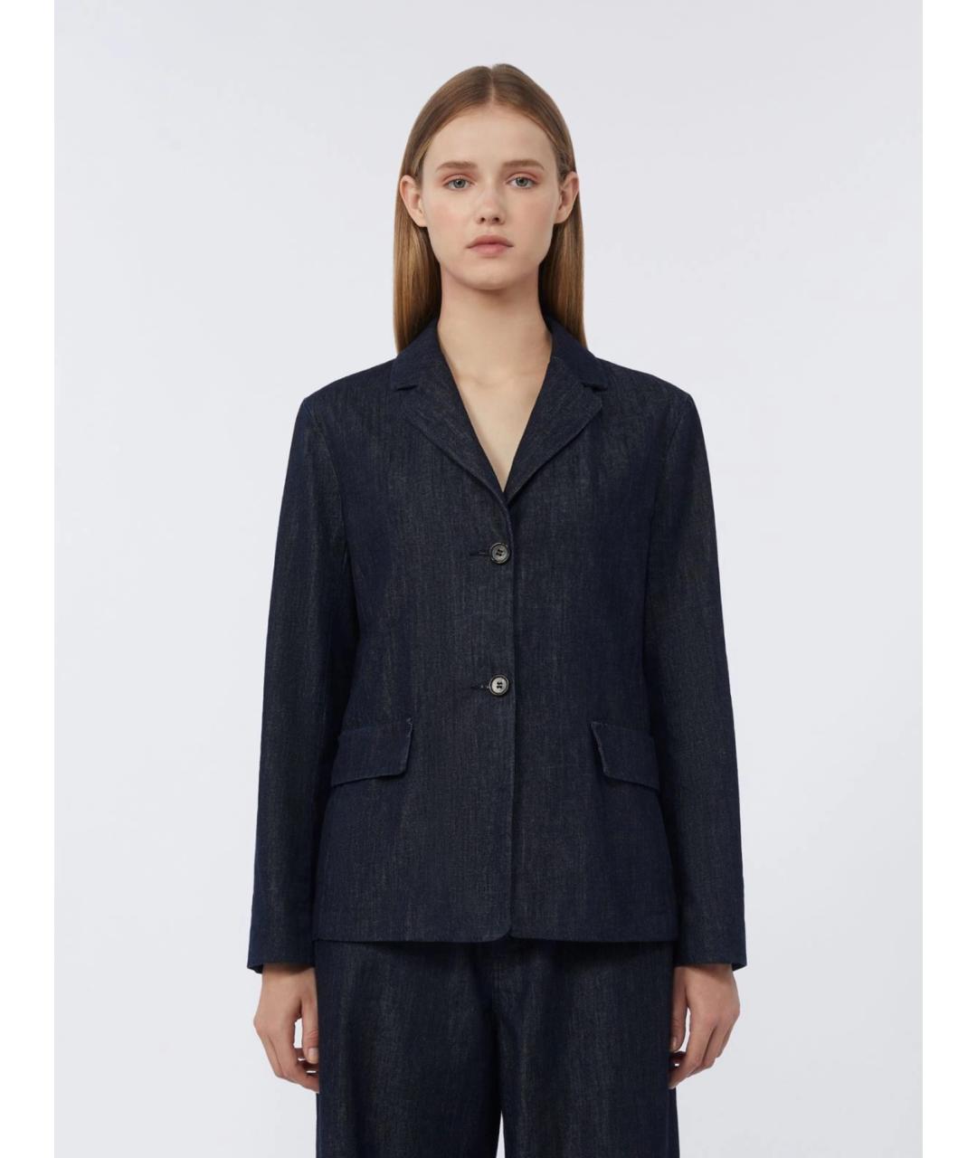 'S MAX MARA Темно-синий хлопковый жакет/пиджак, фото 3