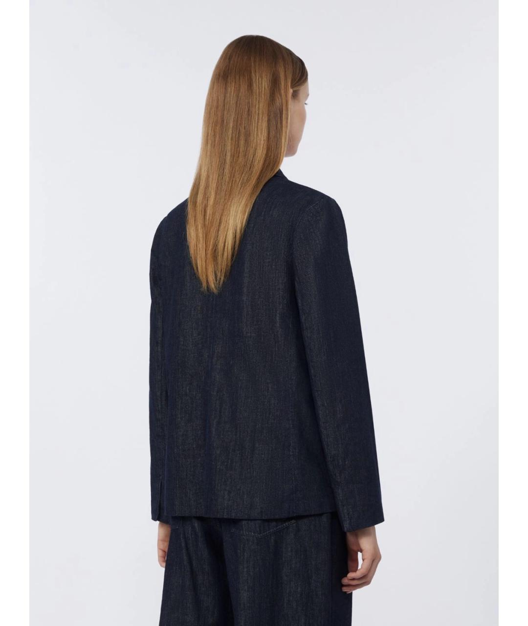 'S MAX MARA Темно-синий хлопковый жакет/пиджак, фото 4