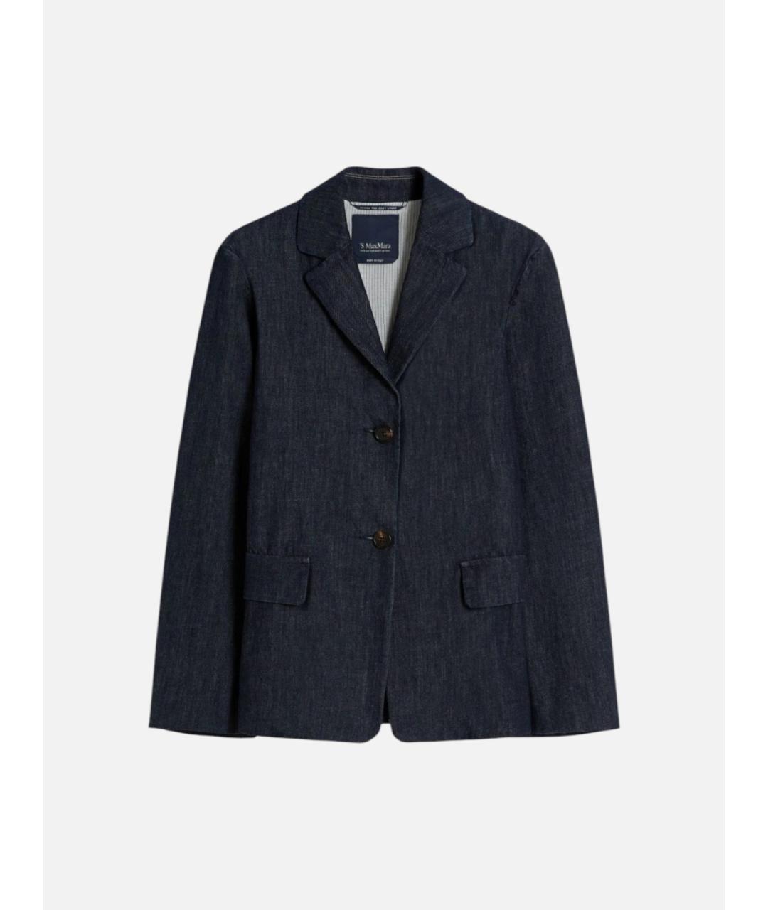 'S MAX MARA Темно-синий хлопковый жакет/пиджак, фото 5