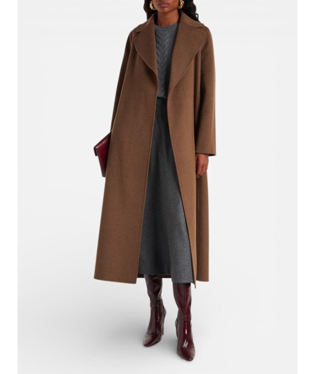 'S MAX MARA Коричневое шерстяное пальто, фото 3