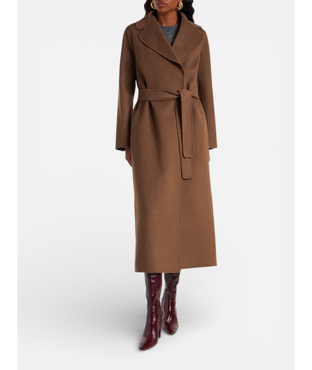 'S MAX MARA Коричневое шерстяное пальто, фото 2