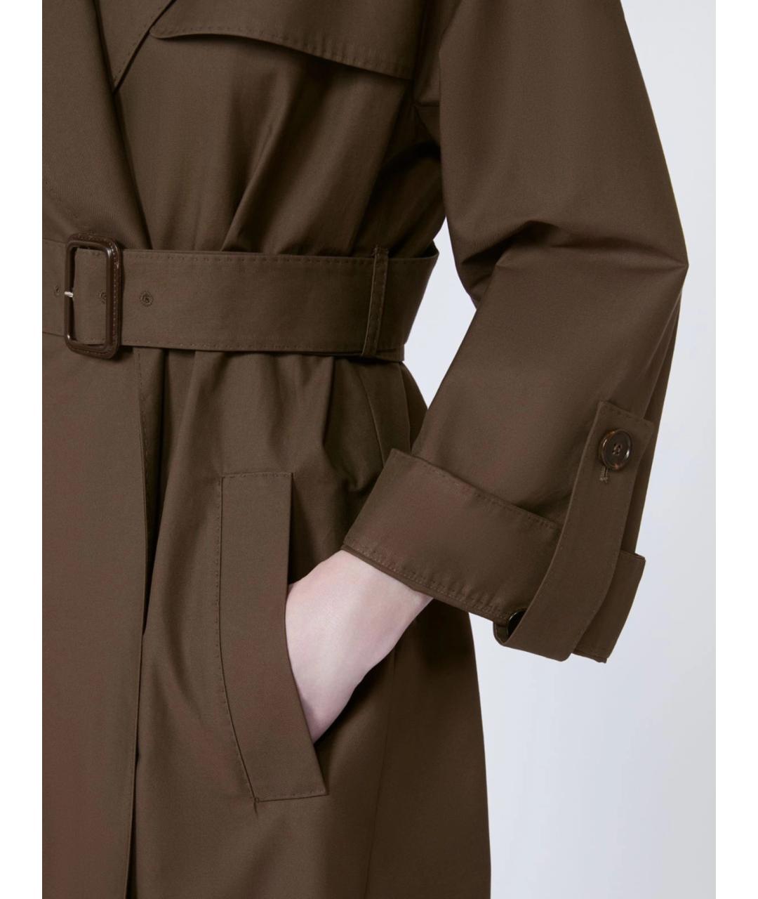 'S MAX MARA Коричневый хлопковый тренч/плащ, фото 4