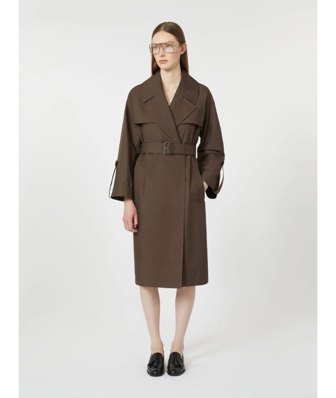 'S MAX MARA Коричневый хлопковый тренч/плащ, фото 2