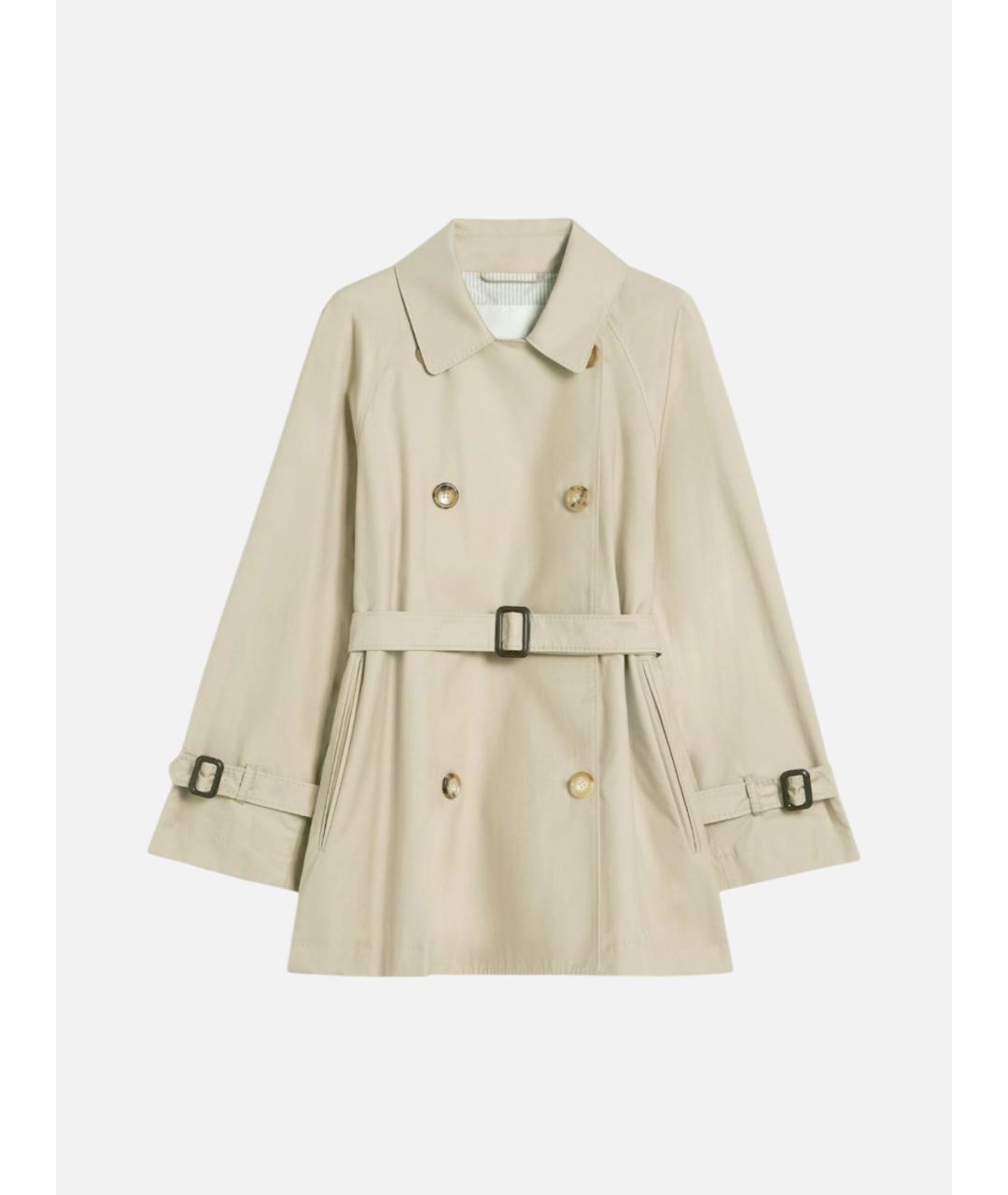 'S MAX MARA Бежевый хлопковый тренч/плащ, фото 6