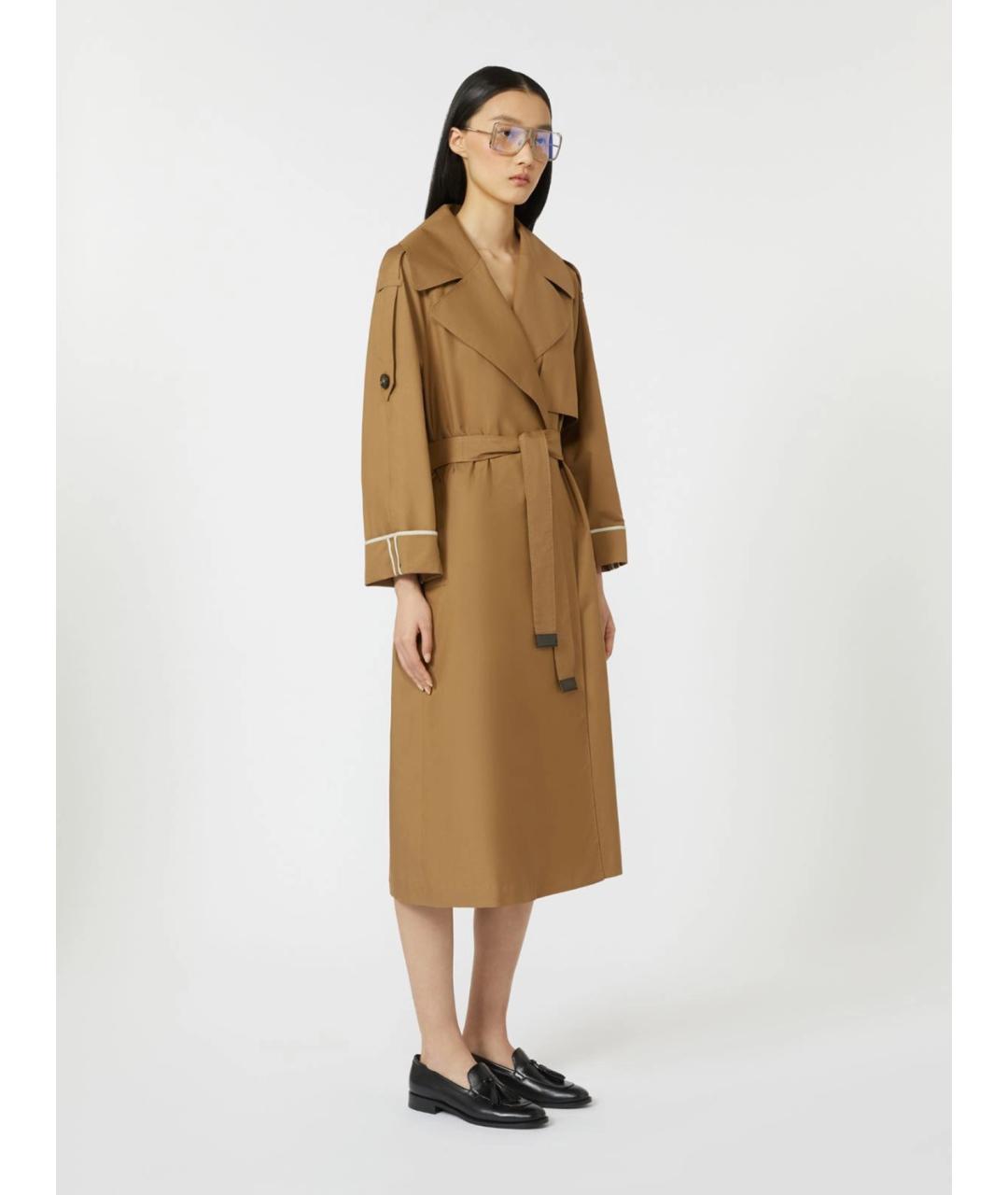 MAX MARA THE CUBE Бежевый хлопковый тренч/плащ, фото 4
