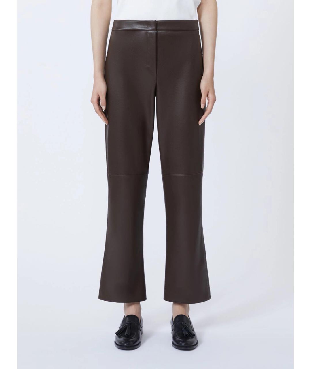 'S MAX MARA Коричневые полиэстеровые прямые брюки, фото 3