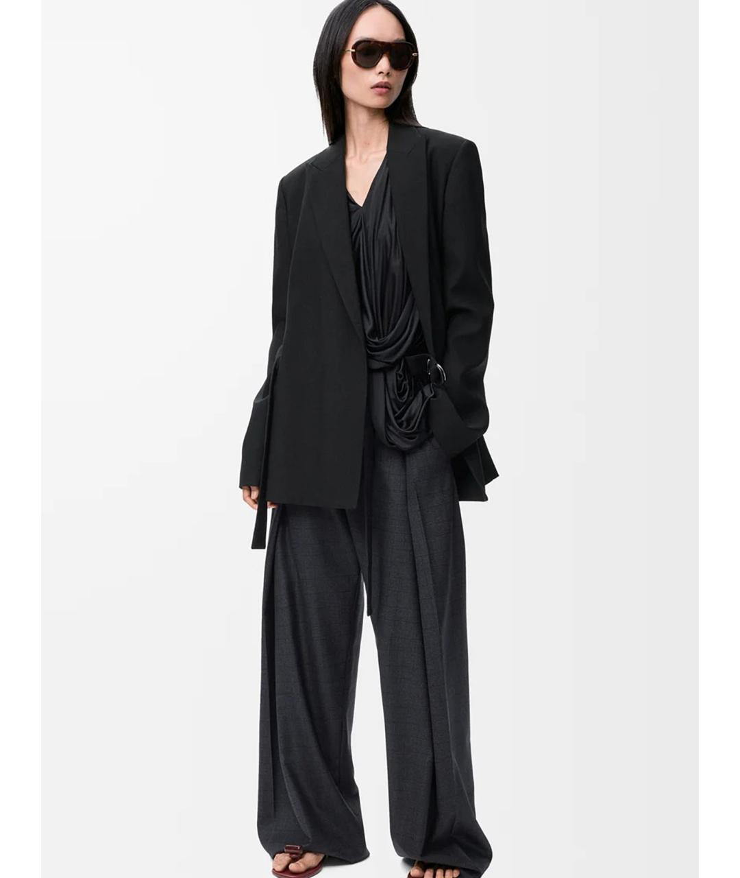 LOEWE Антрацитовые шерстяные прямые брюки, фото 2