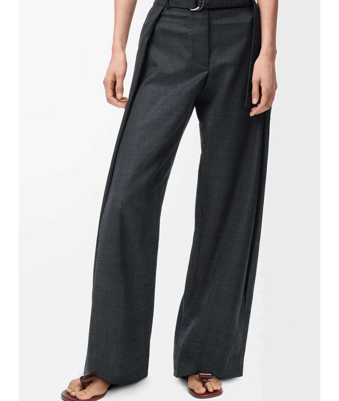 LOEWE Антрацитовые шерстяные прямые брюки, фото 3