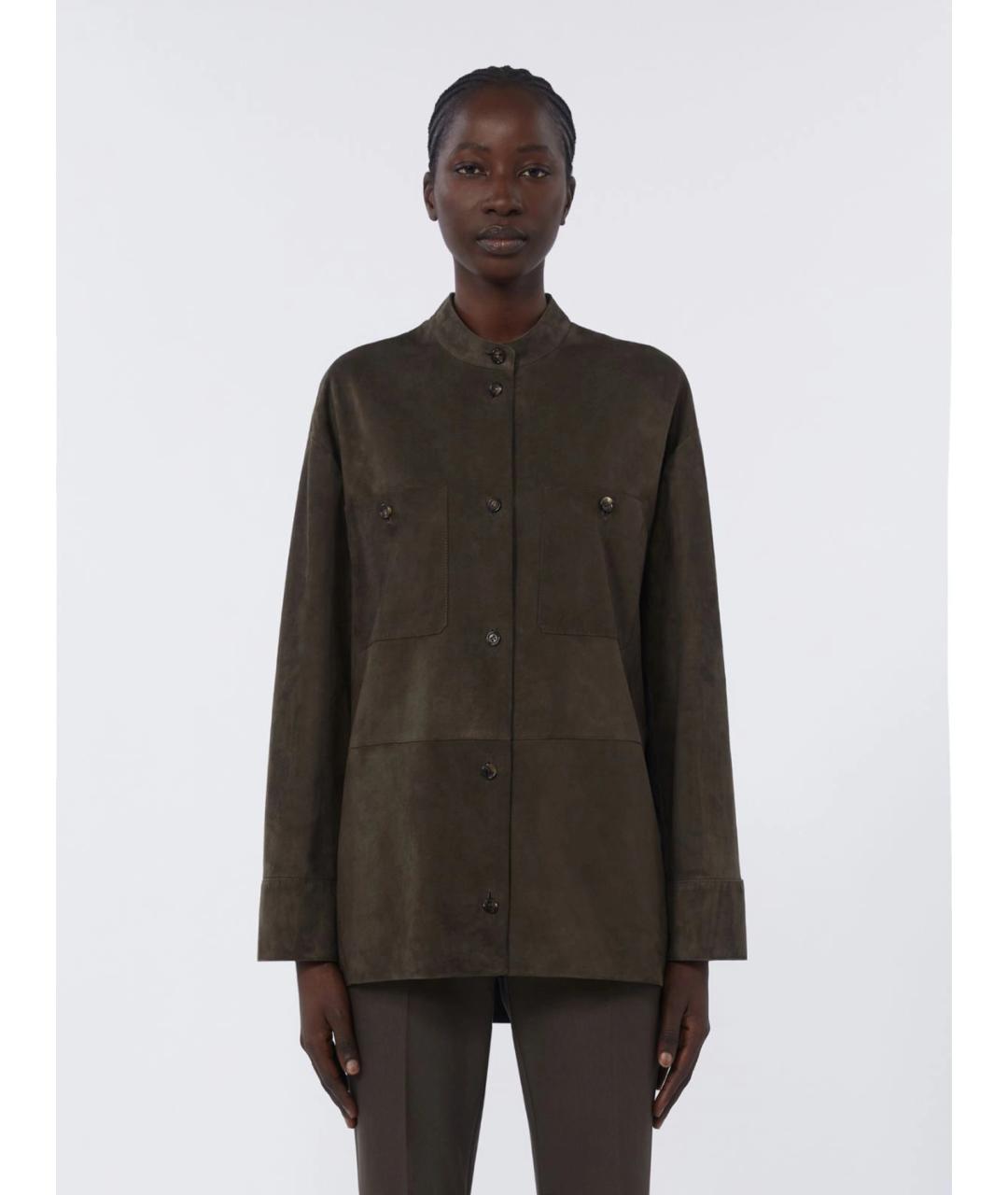 'S MAX MARA Зеленая замшевая куртка, фото 3